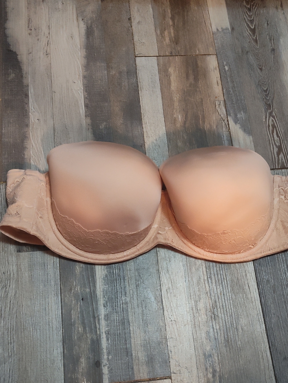 Torrid Curve Size 46D Strapless Peach Push-Up Underwire Bra